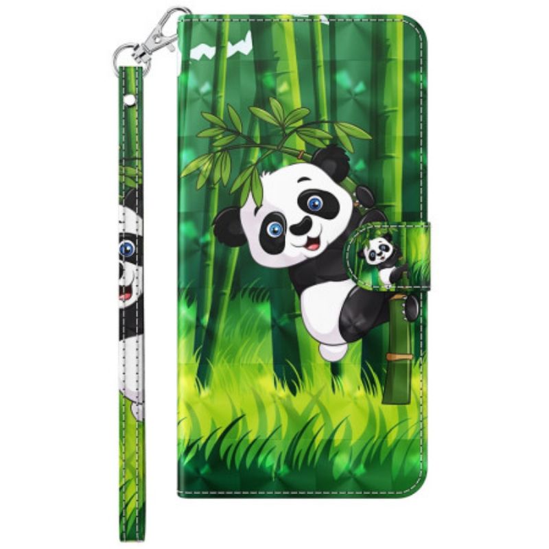 Folio-hoesje Samsung Galaxy A15 Telefoonhoesje Bamboe Panda Met Riem