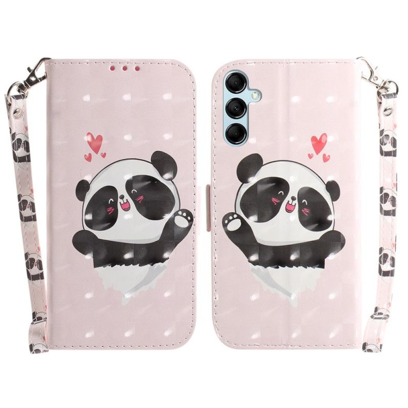 Folio-hoesje Samsung Galaxy A15 Telefoonhoesje Panda Love Met Riempje