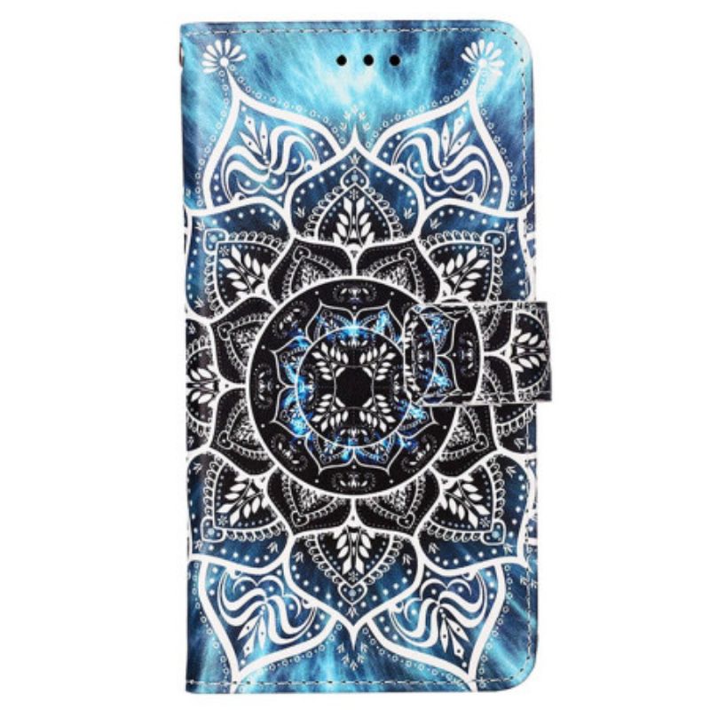 Leren Hoesje Samsung Galaxy A15 Bloemenmandala Met Riempje Bescherming Hoesje