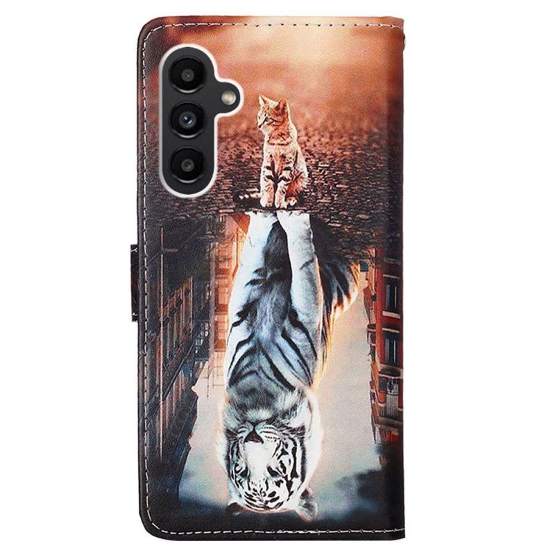 Leren Hoesje Samsung Galaxy A15 Droom Van Kitten Met Riem Bescherming Hoesje