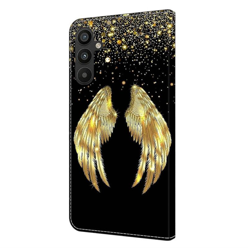 Leren Hoesje Samsung Galaxy A15 Gouden Vleugels Bescherming Hoesje