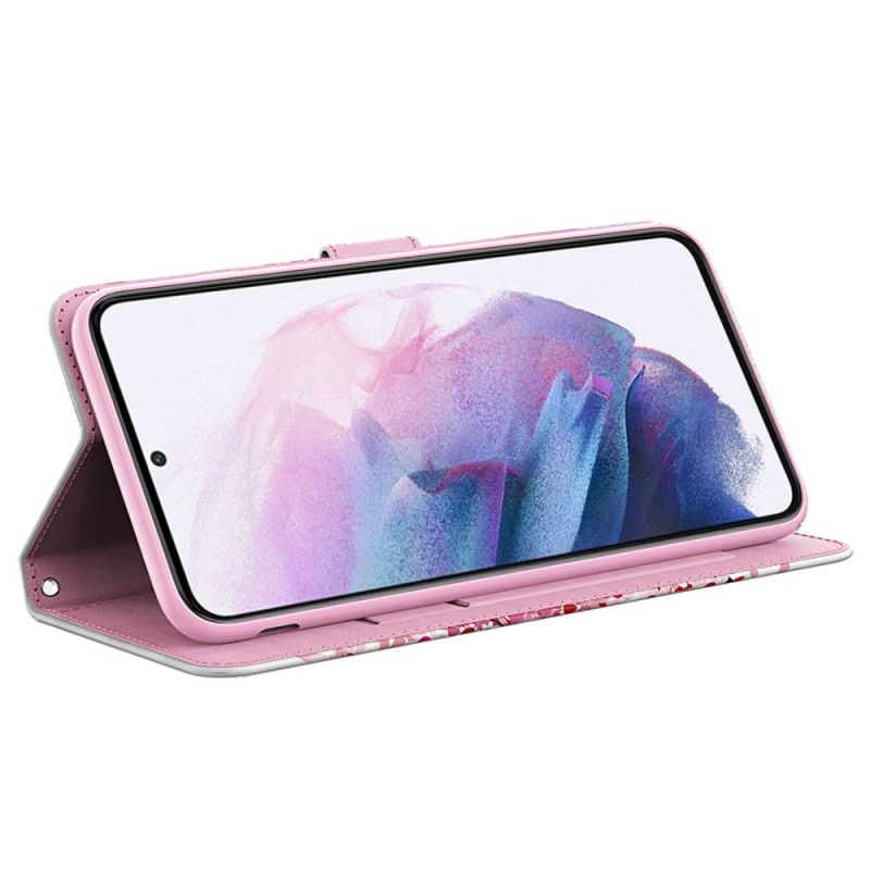 Leren Hoesje Voor Samsung Galaxy A15 Rode Boom Met Riem