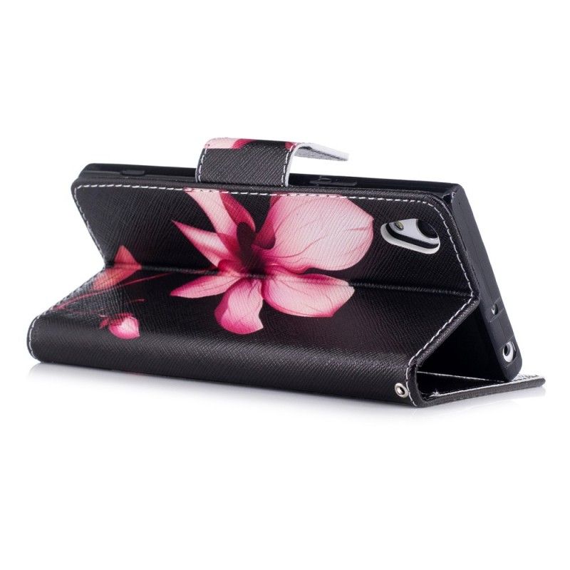 Flip Case Leren Sony Xperia XA1 Roze Bloem