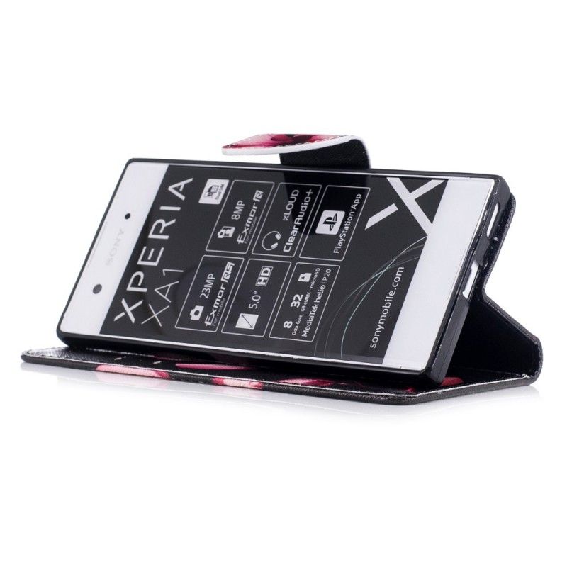 Flip Case Leren Sony Xperia XA1 Roze Bloem