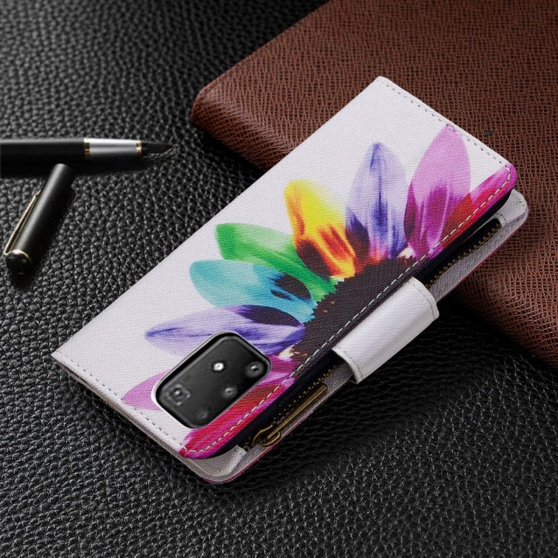 Bescherming Hoesje Samsung Galaxy S10 Lite Wit Zwart Bloemenzak Met Ritssluiting