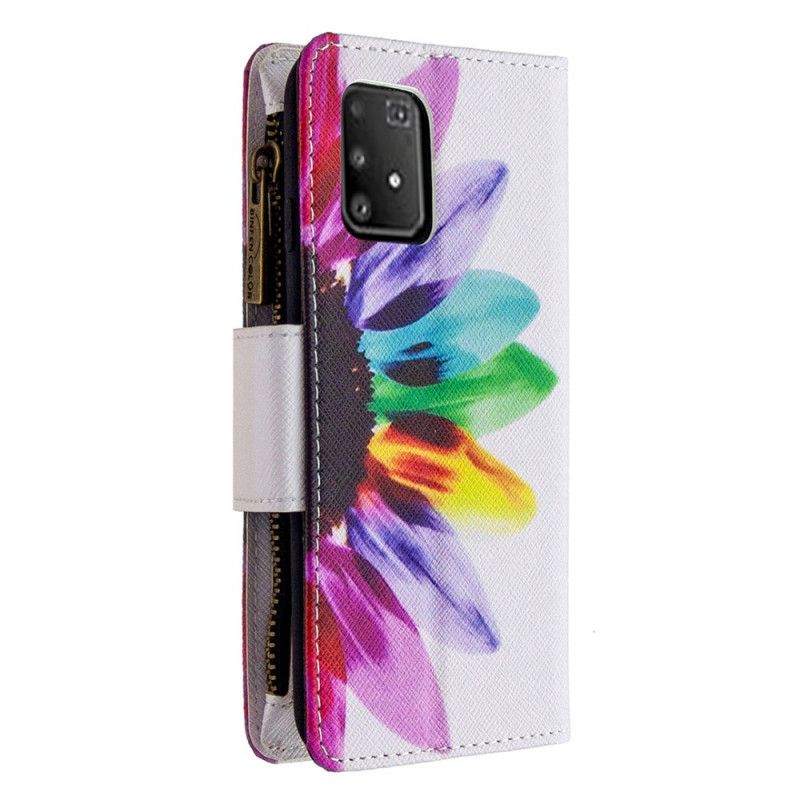 Bescherming Hoesje Samsung Galaxy S10 Lite Wit Zwart Bloemenzak Met Ritssluiting