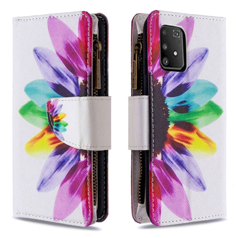 Bescherming Hoesje Samsung Galaxy S10 Lite Wit Zwart Bloemenzak Met Ritssluiting