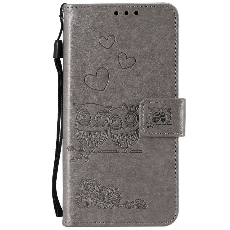 Cover Folio-hoesje Samsung Galaxy S10 Lite Grijs Telefoonhoesje Uilen Verliefd Op String