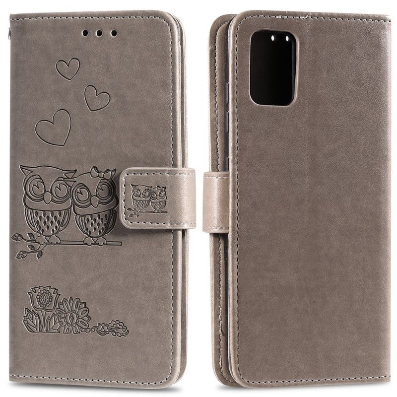 Cover Folio-hoesje Samsung Galaxy S10 Lite Grijs Telefoonhoesje Uilen Verliefd Op String