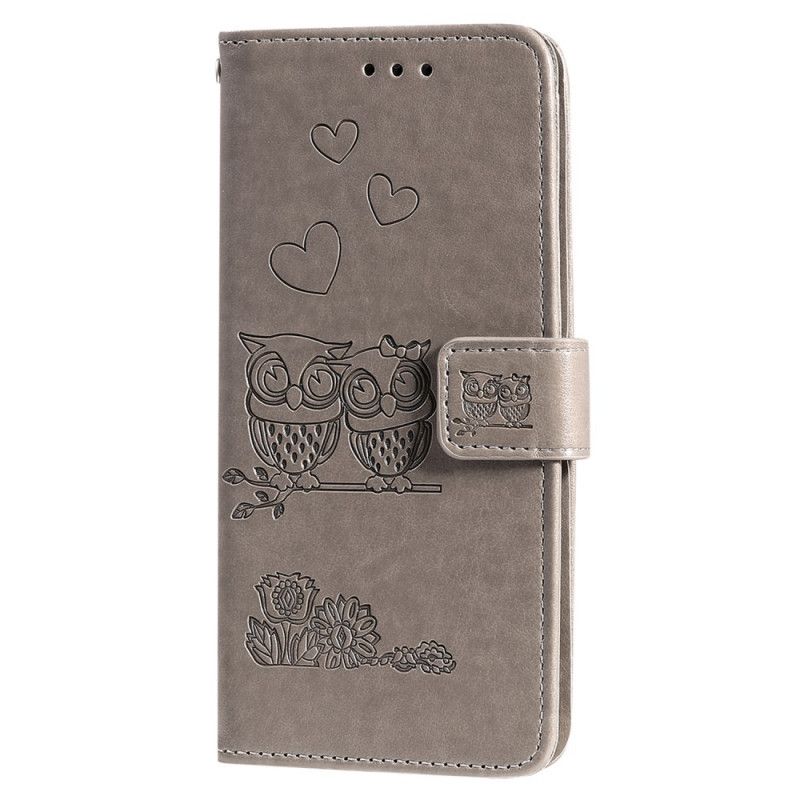 Cover Folio-hoesje Samsung Galaxy S10 Lite Grijs Telefoonhoesje Uilen Verliefd Op String