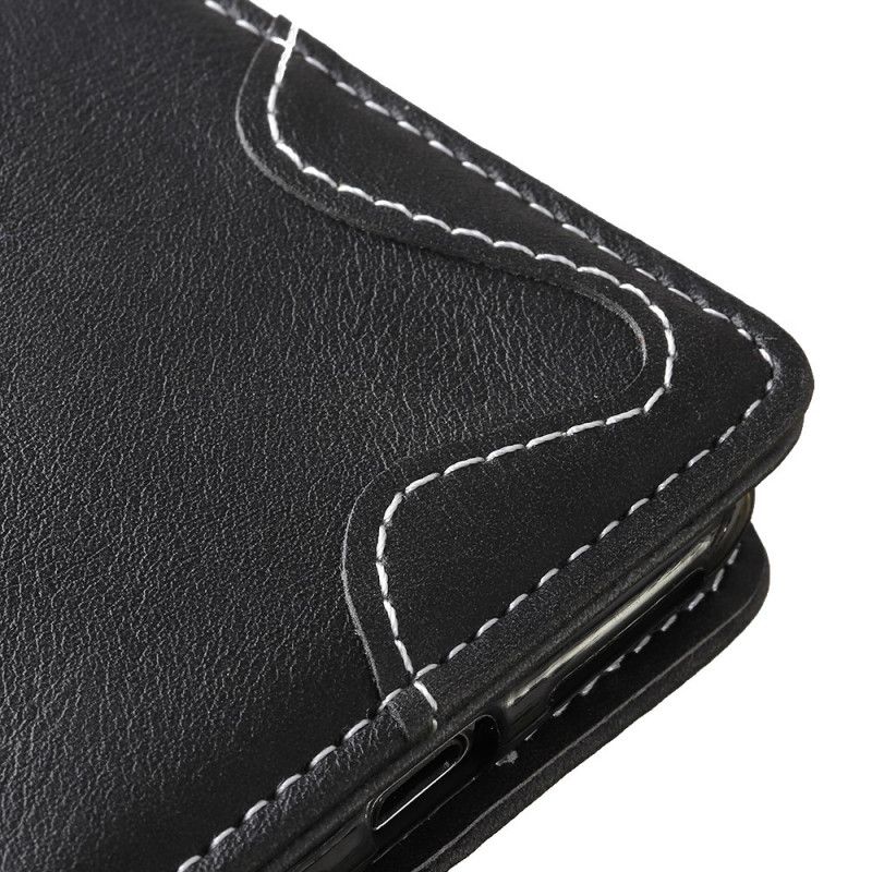 Cover Folio-hoesje Samsung Galaxy S10 Lite Rood Zwart Telefoonhoesje Artistieke Knoop En Stiksel