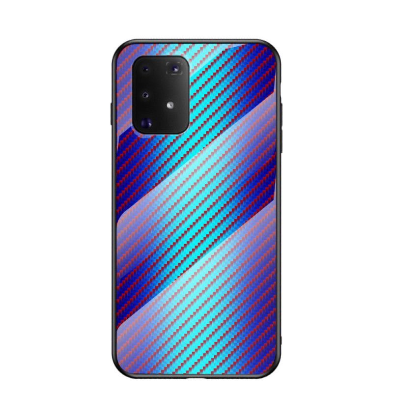 Cover Hoesje Samsung Galaxy S10 Lite Magenta Zwart Telefoonhoesje Koolstofvezel Gehard Glas