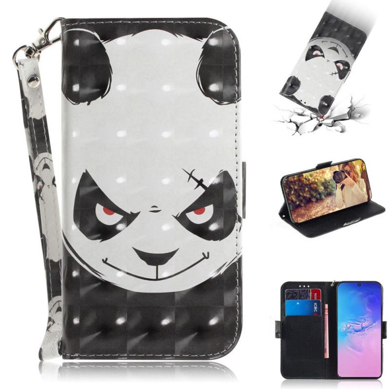 Flip Case Leren Samsung Galaxy S10 Lite Boze Panda Met String