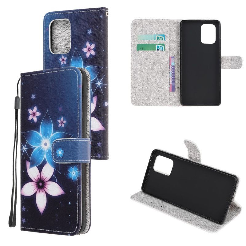 Flip Case Leren Samsung Galaxy S10 Lite Maanbloemen Met String