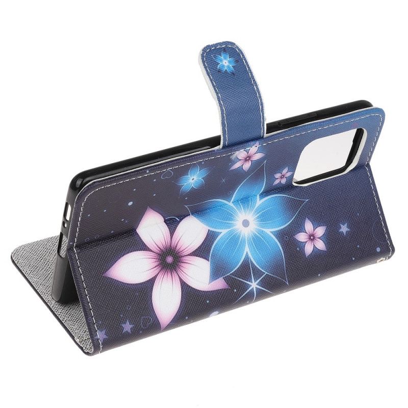 Flip Case Leren Samsung Galaxy S10 Lite Maanbloemen Met String