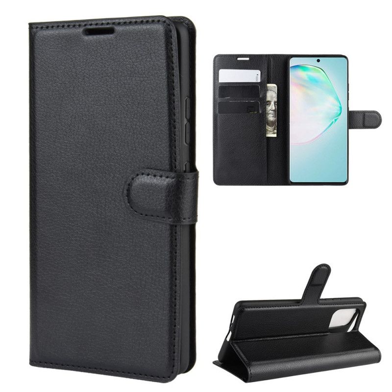 Flip Case Leren Samsung Galaxy S10 Lite Wit Zwart Klassiek