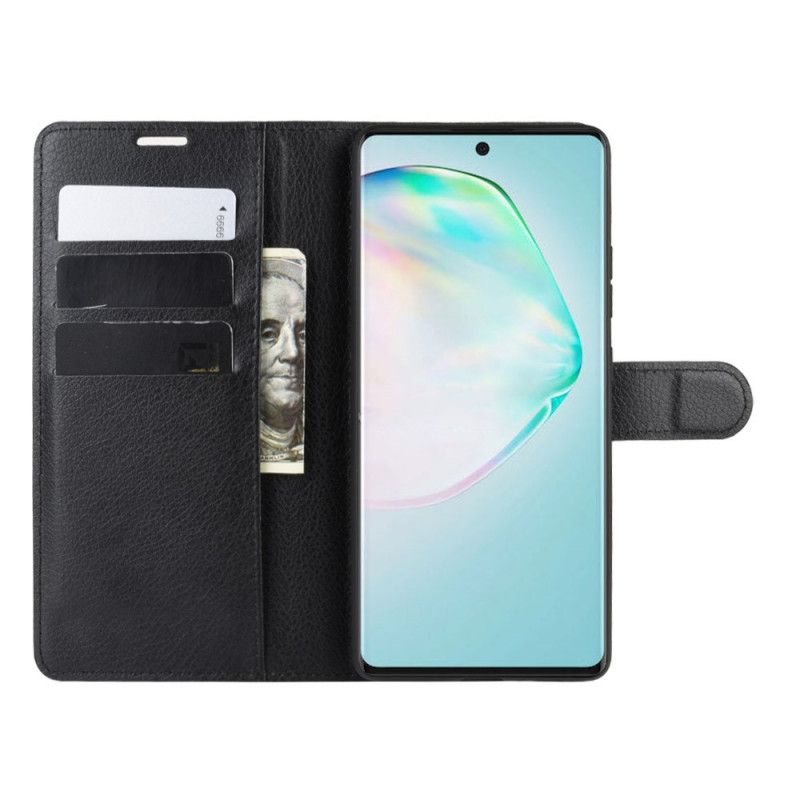 Flip Case Leren Samsung Galaxy S10 Lite Wit Zwart Klassiek