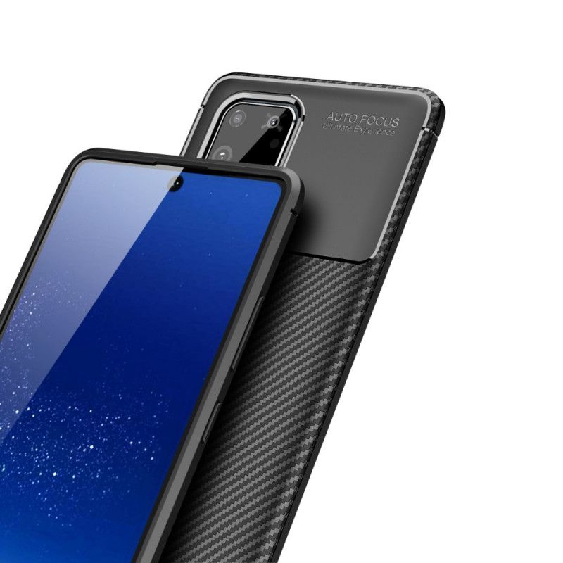 Hoesje Samsung Galaxy S10 Lite Donkerblauw Zwart Flexibele Koolstofvezeltextuur
