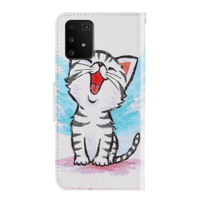 Leren Hoesje Samsung Galaxy S10 Lite Telefoonhoesje Gekleurd Kitten Met String