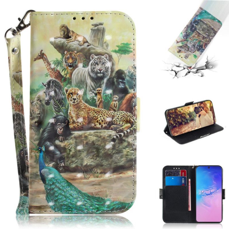 Leren Hoesje Samsung Galaxy S10 Lite Telefoonhoesje String Safari Dieren