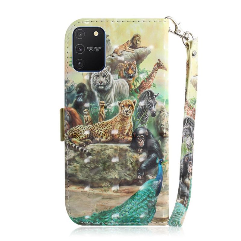 Leren Hoesje Samsung Galaxy S10 Lite Telefoonhoesje String Safari Dieren