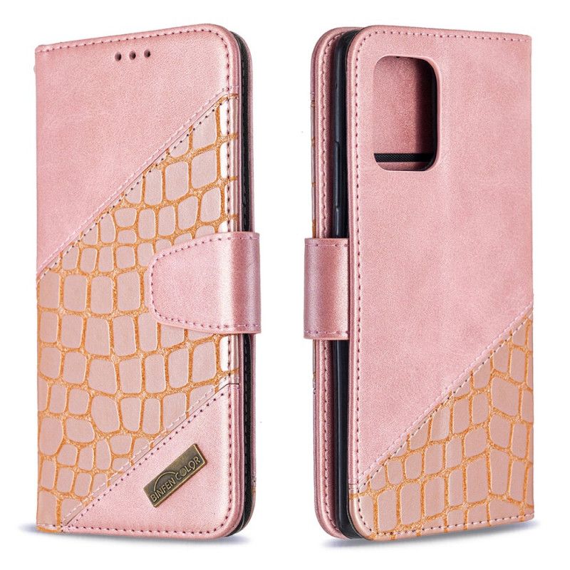 Leren Hoesje voor Samsung Galaxy S10 Lite Grijs Zwart Klassiek Krokodillenleer-Effect