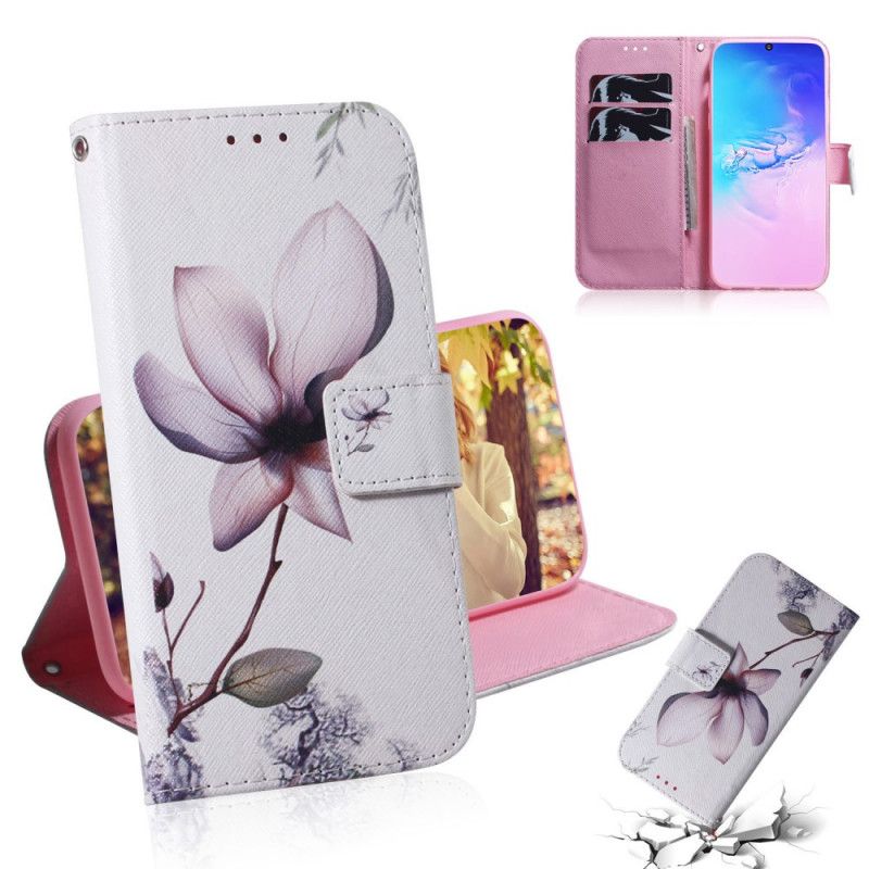 Leren Hoesje voor Samsung Galaxy S10 Lite Oud Roze Bloem