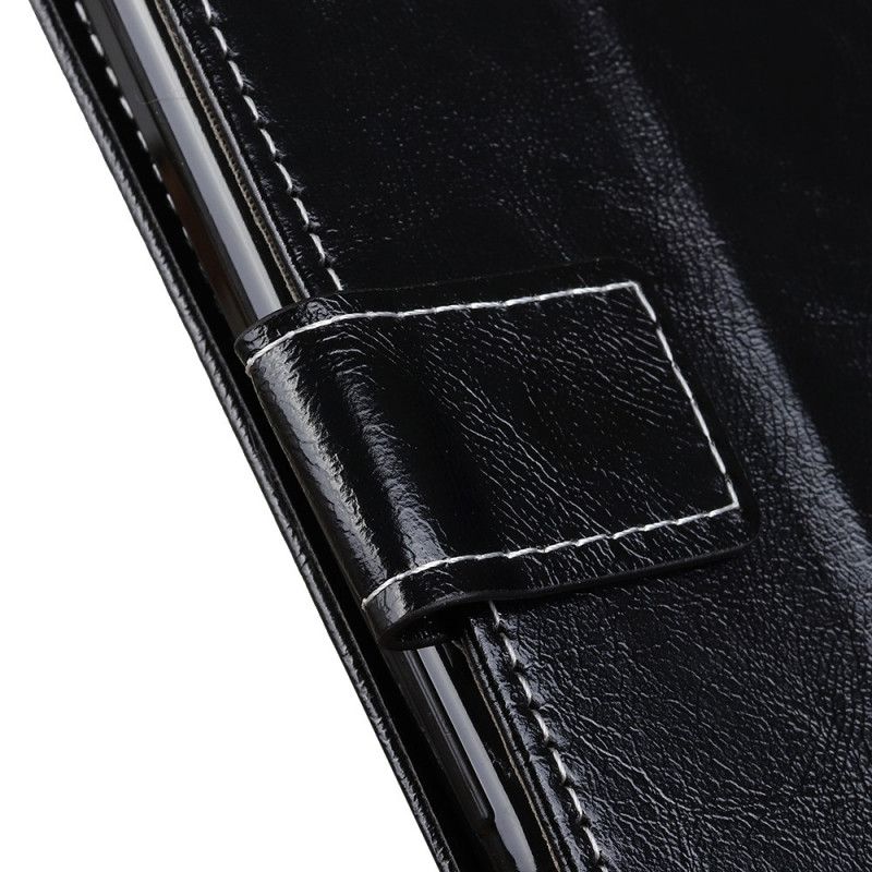 Leren Hoesje voor Samsung Galaxy S10 Lite Rood Zwart Glanzende En Zichtbare Naden