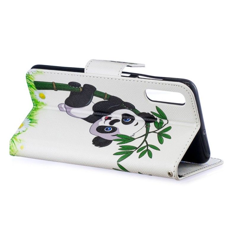 Bescherming Hoesje Samsung Galaxy A70 Telefoonhoesje Panda Op Bamboe