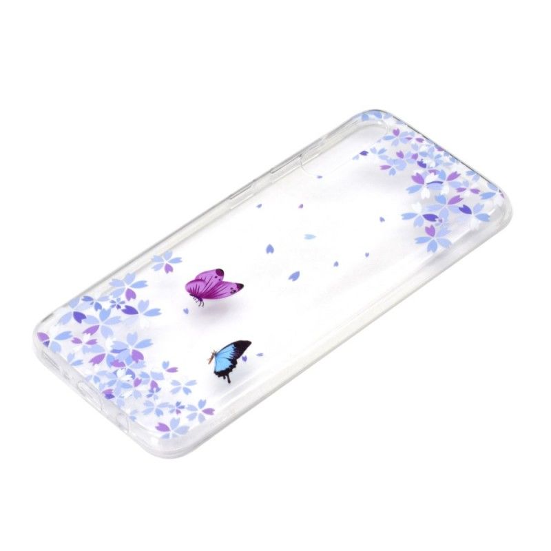 Case Hoesje Samsung Galaxy A70 Telefoonhoesje Transparante Vlinders En Bloemen