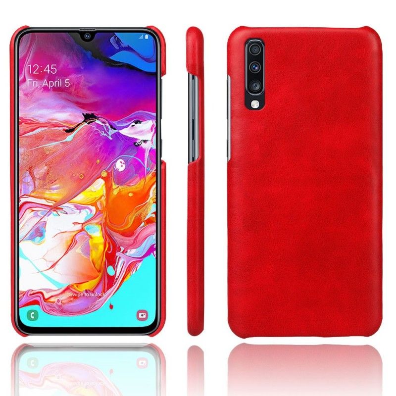 Cover Hoesje Samsung Galaxy A70 Bruin Telefoonhoesje Prestatie Lychee Leereffect