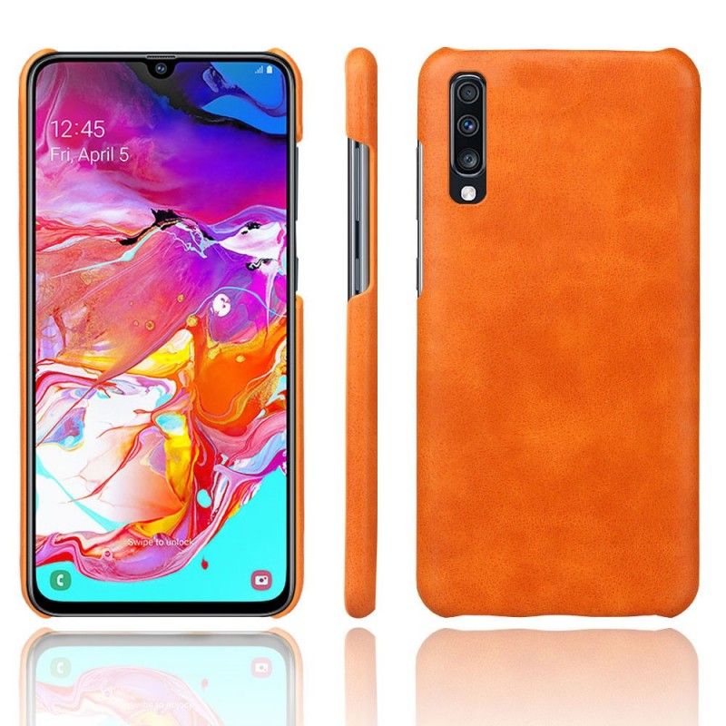 Cover Hoesje Samsung Galaxy A70 Bruin Telefoonhoesje Prestatie Lychee Leereffect