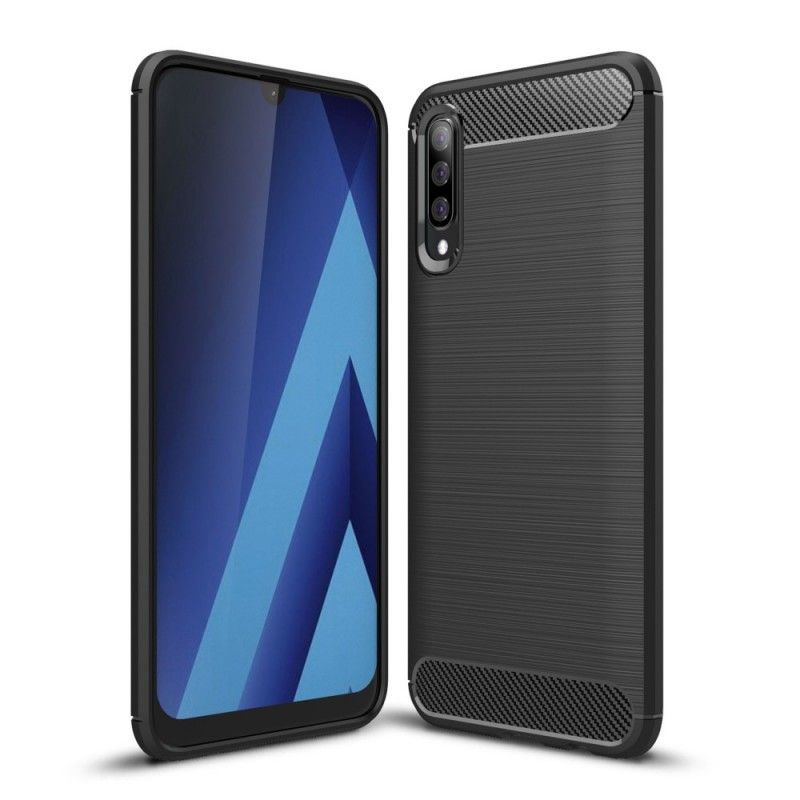 Cover Hoesje Samsung Galaxy A70 Rood Zwart Telefoonhoesje Geborsteld Koolstofvezel