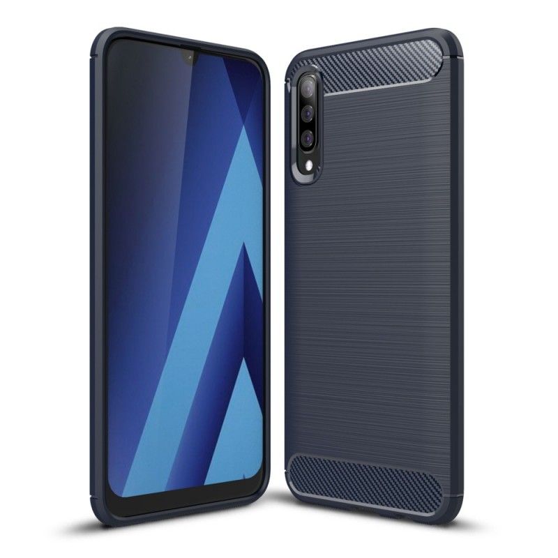 Cover Hoesje Samsung Galaxy A70 Rood Zwart Telefoonhoesje Geborsteld Koolstofvezel