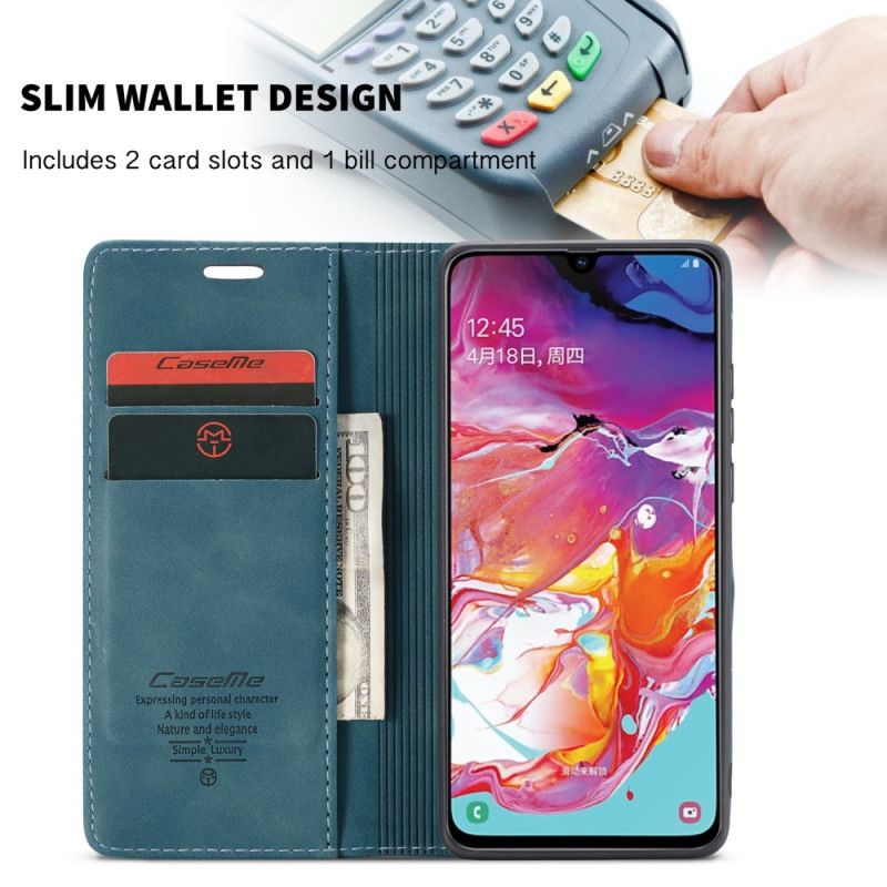 Folio-hoesje Samsung Galaxy A70 Donkerblauw Zwart Kunstlederen Etui