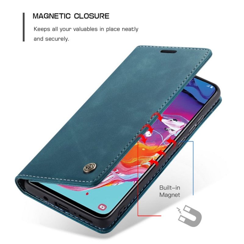 Folio-hoesje Samsung Galaxy A70 Donkerblauw Zwart Kunstlederen Etui