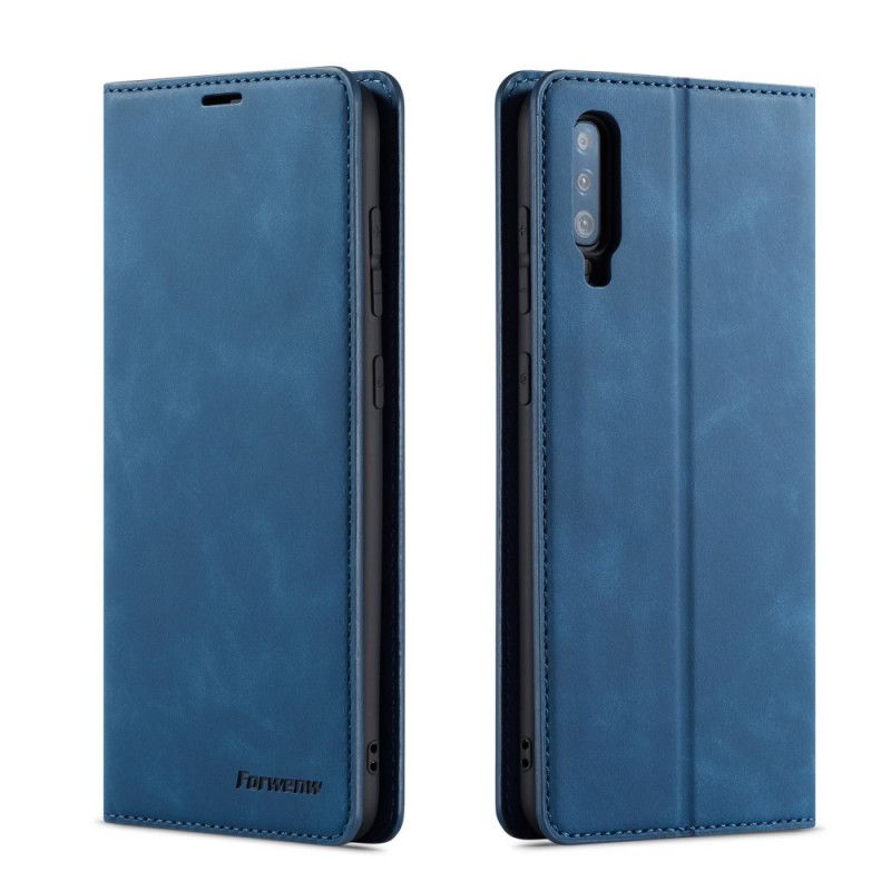 Folio-hoesje voor Samsung Galaxy A70 Rood Zwart Forwenw Leereffect