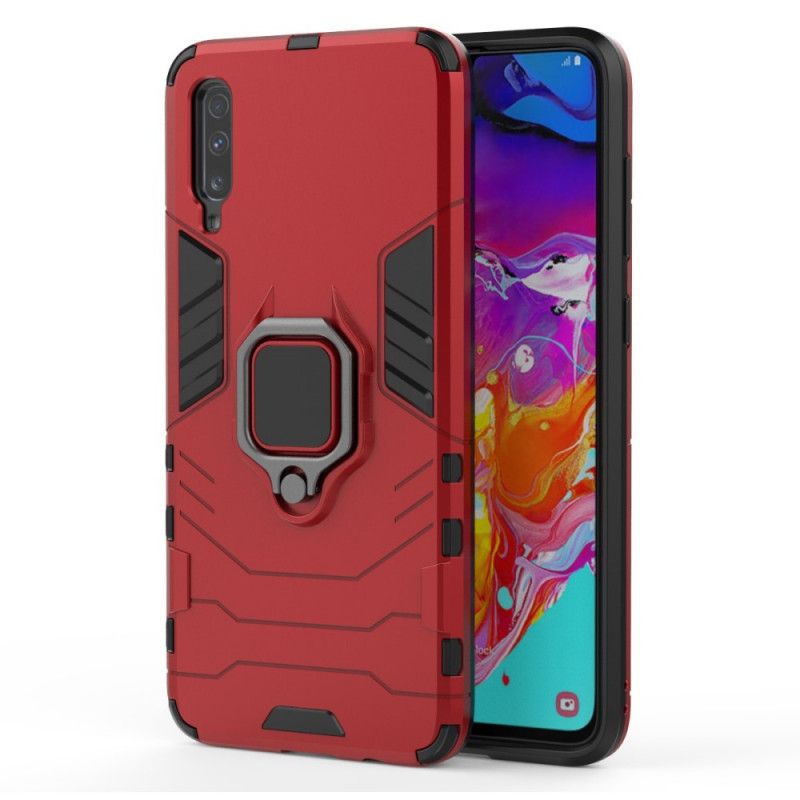 Hoesje Samsung Galaxy A70 Rood Zwart Resistente Ring