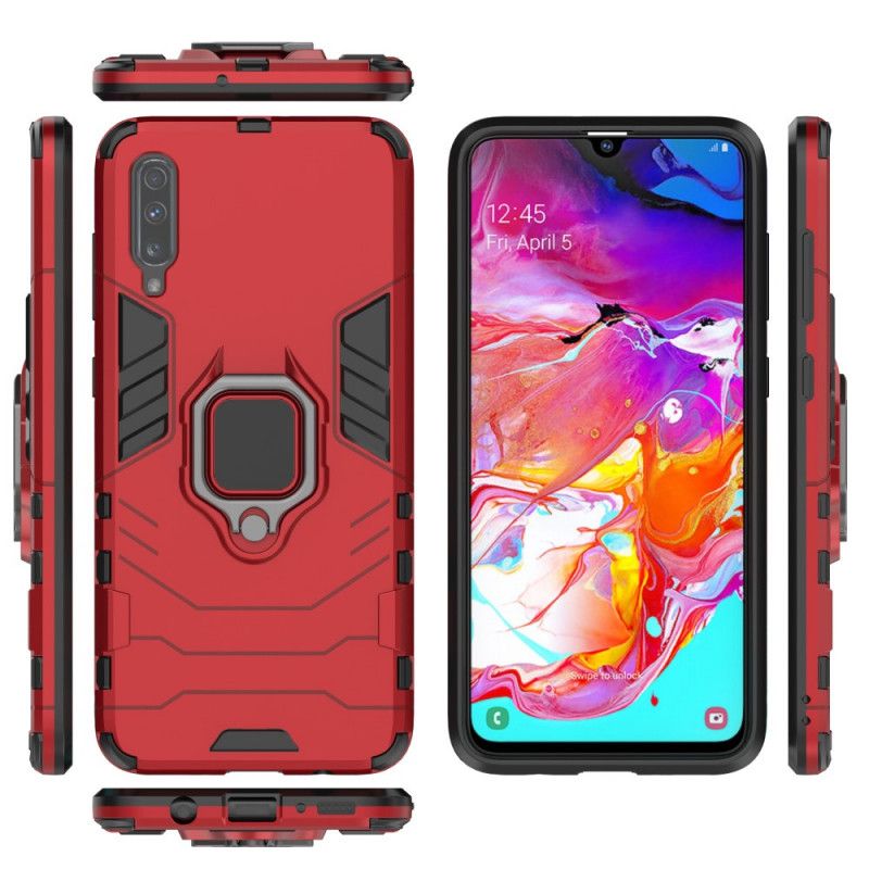 Hoesje Samsung Galaxy A70 Rood Zwart Resistente Ring