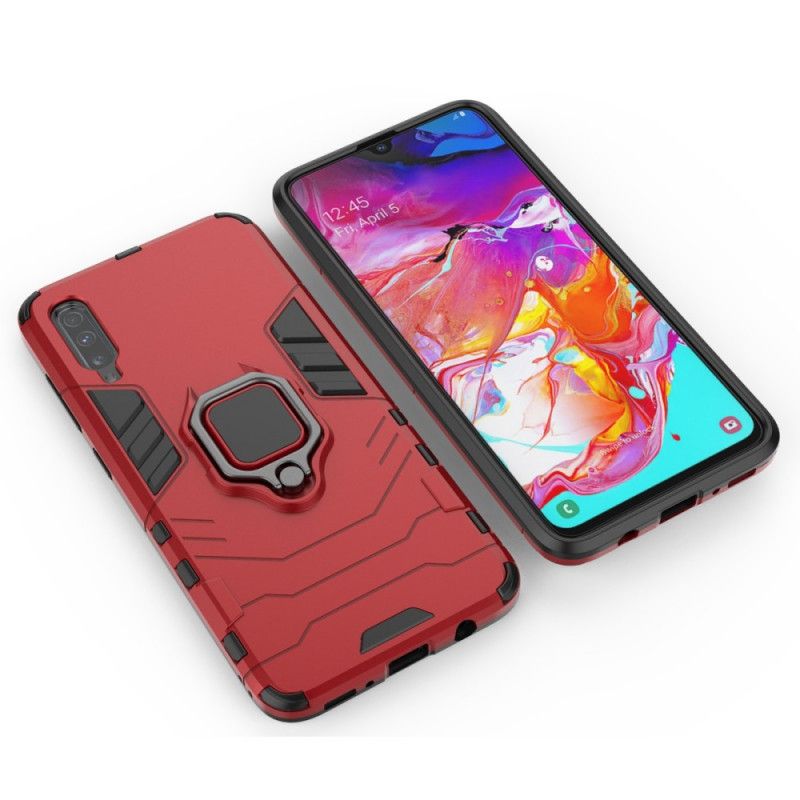 Hoesje Samsung Galaxy A70 Rood Zwart Resistente Ring