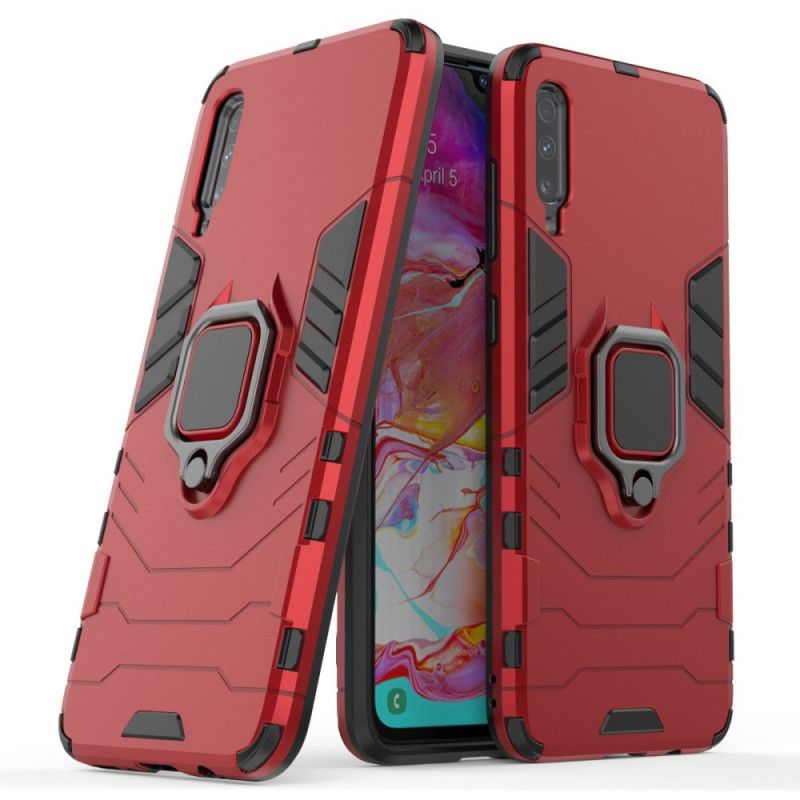 Hoesje Samsung Galaxy A70 Rood Zwart Resistente Ring