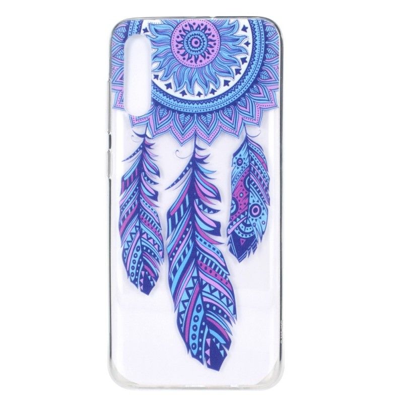 Hoesje Samsung Galaxy A70 Telefoonhoesje Transparante Dromenvanger Blauwe Veren