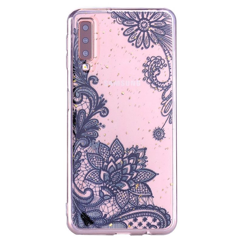 Hoesje voor Samsung Galaxy A70 Bloemen Van Kant En Lovertjes