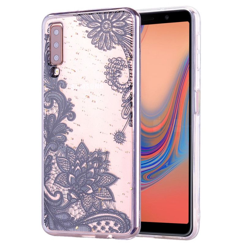 Hoesje voor Samsung Galaxy A70 Bloemen Van Kant En Lovertjes