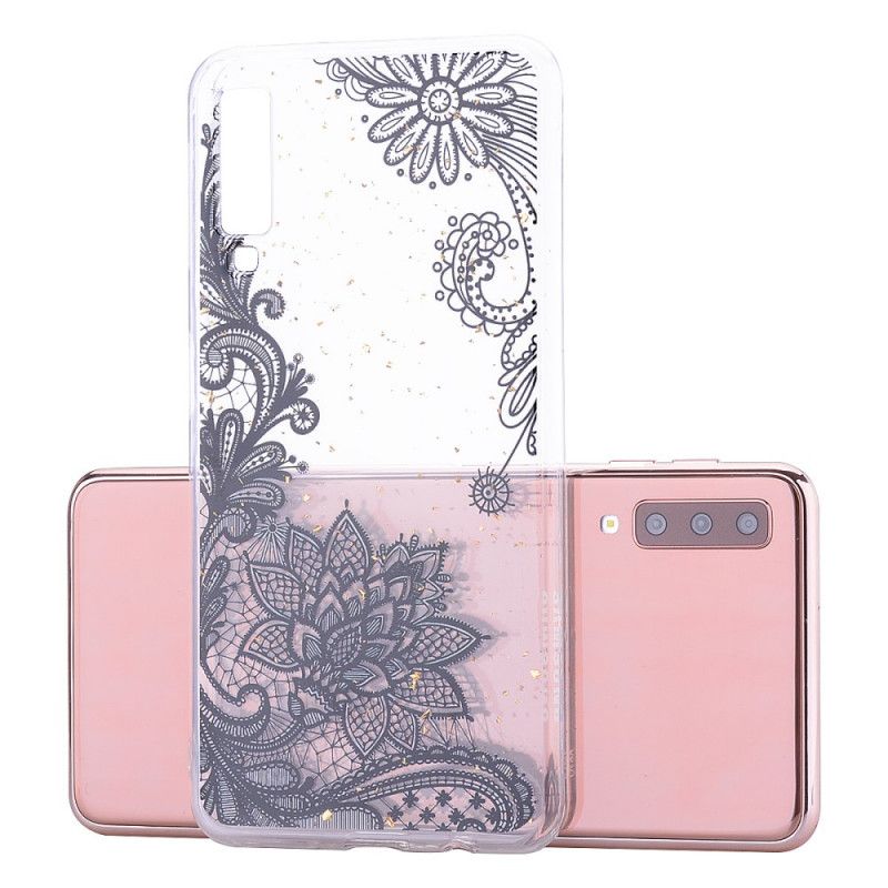 Hoesje voor Samsung Galaxy A70 Bloemen Van Kant En Lovertjes