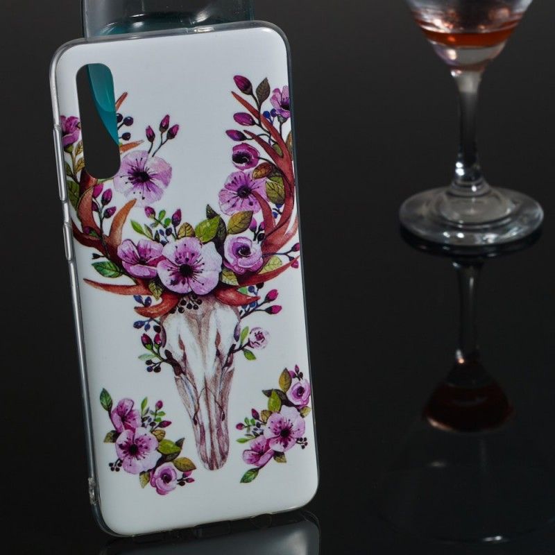 Hoesje voor Samsung Galaxy A70 Eland Met Fluorescerende Bloemen