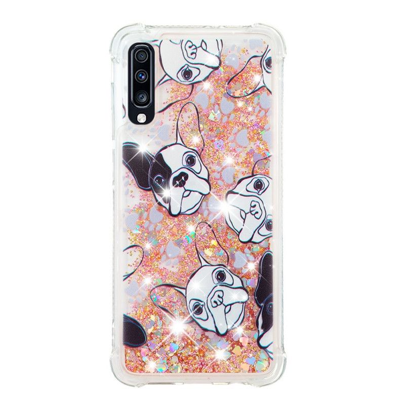 Hoesje voor Samsung Galaxy A70 Meneer Hond Glitter