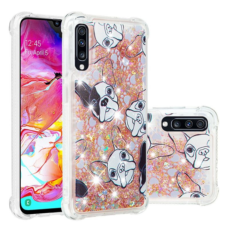 Hoesje voor Samsung Galaxy A70 Meneer Hond Glitter