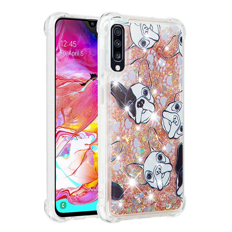 Hoesje voor Samsung Galaxy A70 Meneer Hond Glitter