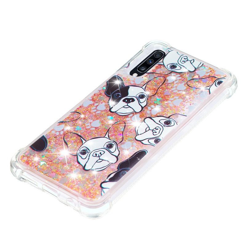 Hoesje voor Samsung Galaxy A70 Meneer Hond Glitter